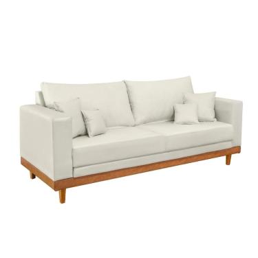 Imagem de Sofá 3 Lugares Living Com Base Madeira Suede Balaqui Decor Bege