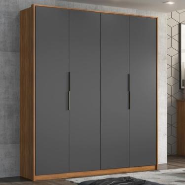 Imagem de Guarda Roupa Casal 4 Portas E 3 Gavetas Grécia Amêndola-grafito