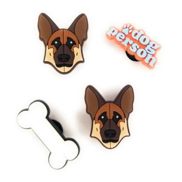 Imagem de WorkedLikeACharm 4 peças de pingentes de sapato de cachorro Shephard alemão para decoração de sapatos de tamanco, PVC à prova d'água, Sem Pedra Preciosa