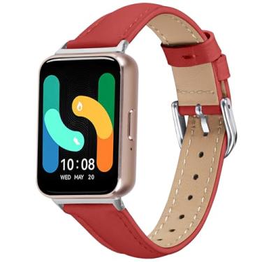 Imagem de Compatível com Samsung Galaxy Fit3 (SM-R390), pulseira de couro elegante, acessório para smartwatch Samsung Galaxy Fit 3 (SM-R390) (vermelho)
