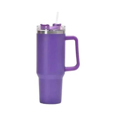 Imagem de Garrafa Térmica De Aço Inoxidável De 40oz Com Alça, Tampa, Canudo, Cop