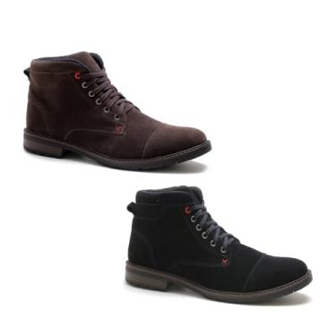 Imagem de Kit 2 Bota Coturno Masculina Épico Moderna Casual Dia A Dia Confortavel Marrom + Preto