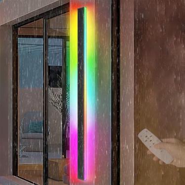 Imagem de Lâmpada de parede longa RGB para ambientes externos RGB regulável com controle remoto IP65 à prova d'água arandela de parede de LED interna/externa para celebrações de férias em casa reunião de festa