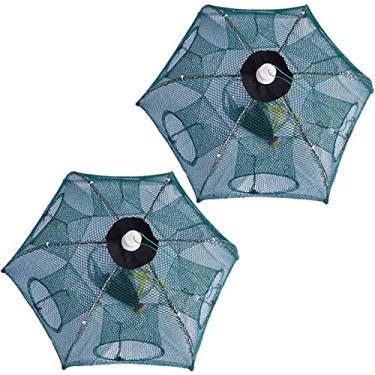 Imagem de TTFisher Armadilha de pesca portátil dobrável rede de caranguejo moldado isca peixe camarão lagosta langostino gaiola automática (tamanho pequeno, pacote com 2, para crianças)