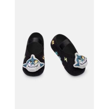 Imagem de Meia Sapatilha Antiderrapante com LED Bebê Menino Tubarão Rockstar - P