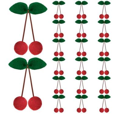 Imagem de Hahafelt 20 bolas de feltro de lã de cerejeira, decorações de festa de cereja vermelha para guirlanda, artesanato, artesanal, fofo, pompom de lã para aniversário, casamento, lareira, chá de bebê