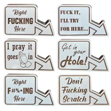 Imagem de BGYVNU Marcador de bolso com 8 bolas - Right Fu*King Here, placa engraçada de madeira para decoração de mesa de sinuca, marcador de bola de golfe, acessórios de jogo de bilhar presentes para homens e