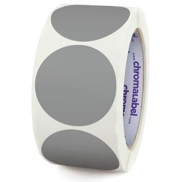 Imagem de ChromaLabel Etiqueta redonda de 5 cm com código de cor permanente, 500 etiquetas por rolo, cinza