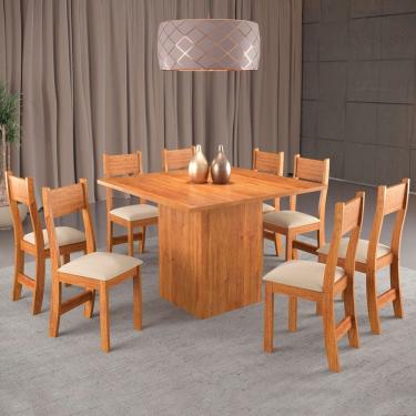 Imagem de Mesa de Jantar 8 Lugares Alexa Marrom/Nude 26185 - Pnr Móveis