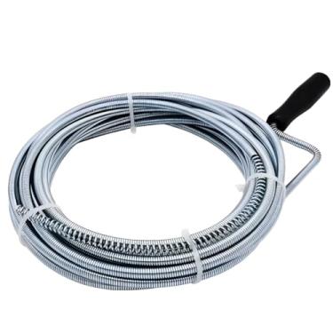 Imagem de Desentupidor Manual de Tubulação Profissional, 7 Metros, Fio Espiral de Aço Flexível com Manivela, para Pias, Ralos e Vasos Sanitários