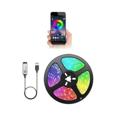 Imagem de RGB USB LED Strip Lights Controle Bluetooth SMD 5050 Fita Flexível Aut