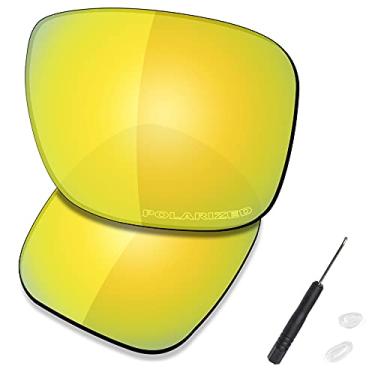 Imagem de Saucer Lentes de reposição premium, chave de fenda H20 e peças de nariz para óculos de sol Oakley Holbrook Metal OO4123, Alta definição - ouro 24k polarizado, Tamanho �nico