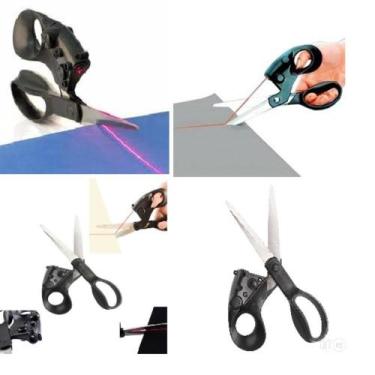 Imagem de Tesoura com mira laser de corte tecidos com guia de raio precisao cust