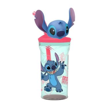 Imagem de Copo Com Canudo Acrílico Tampa Stitch Disney 3d Látex 360ml - Tuut