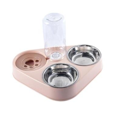Imagem de Ｂｅｓｇａ Alimentador automático para animais de estimação, tigela compacta para alimentação doméstica, bebedouro portátil para gatos, tigela de água para, Rosa