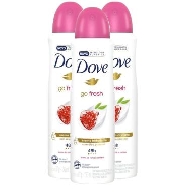 Imagem de Kit 3X Desodorante Antitranspirante Aerosol Dove Go Fresh Romã e Verbena