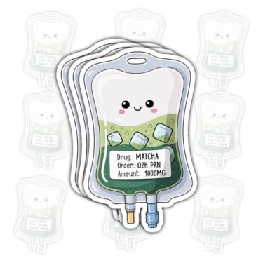 Imagem de 3 adesivos intravenosos para bebidas, café e saco matcha – Decalques engraçados com citação de enfermeira para profissionais de saúde – presentes para pessoas que precisam de um aumento de cafeína
