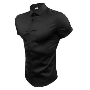 Imagem de Camisa Social Preta Slim Fit Moderna Elegante Classica - Preston, Pret