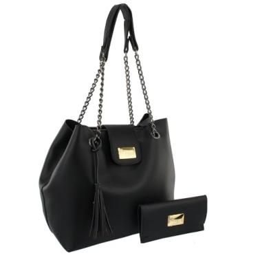 Imagem de Kit Bolsa Feminina Sacolão Alças Correntes Pratica E Elegante