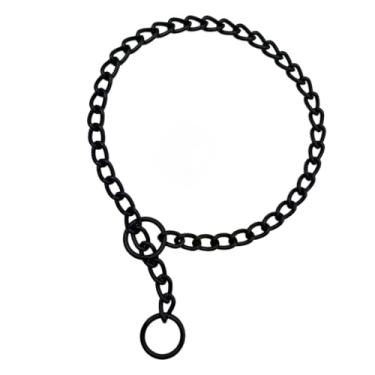 Imagem de Hicost Coleira de metal para cães de corrente pesada, colar de liga de aço ajustável à prova de intempéries para cães pequenos, médios e grandes (GG, preto)