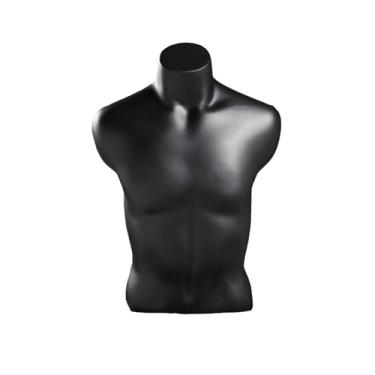 Imagem de Manequim masculino, torso superior, manequim para roupas íntimas, mangas curtas, camisas, suporte para exposição de roupas esportivas(Black)