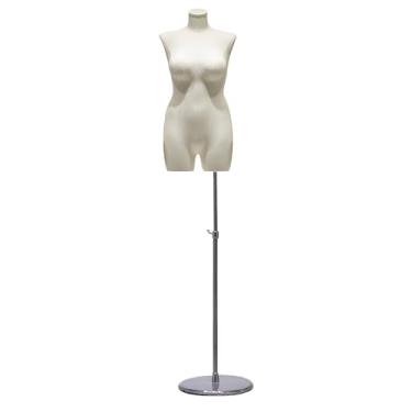 Imagem de Manequins femininos plus size para varejo, manequim removível de linho, adequado para camisetas, saias e jaquetas(White Silver)