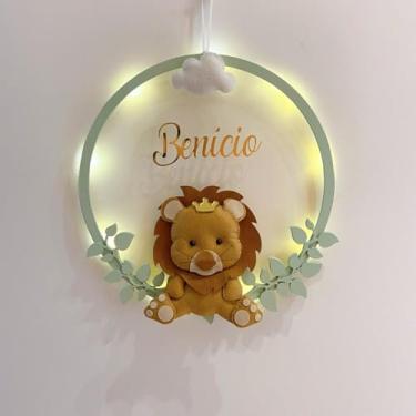 Imagem de Porta Maternidade Leãozinho 2 Led Acrílico e Espelho