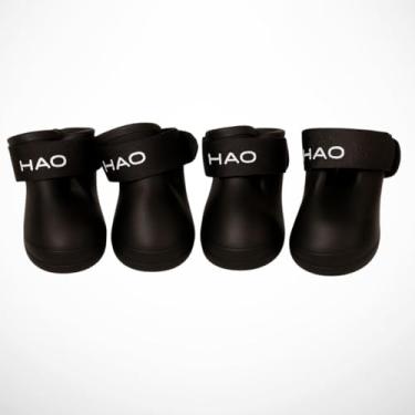 Imagem de Botinha de Chuva de Silicone para Cachorro Pet Bota Sapato Impermeável Ajustável (PRETO, GRANDE (L))
