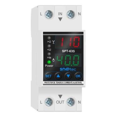 Imagem de Relé Protetor Tensão e Corrente Ajustável 63A Snetec SPT-63S, 110/127V