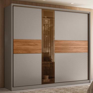 Imagem de Guarda-Roupa Casal Authentic 2 Portas 6 Gavetas 100% Mdf com Vidro Flex Nogueira/Nude - Demóbile