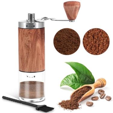 Imagem de Moedor de café com manivela manual, ajustável, moedor de grãos de café portátil de aço inoxidável com alça dobrável, fácil de usar para escritório, casa, viagens