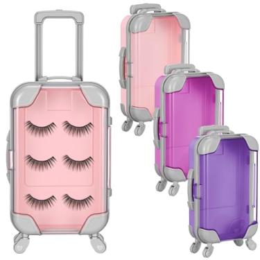 Imagem de Honeydak 3 minimalas de plástico, bandeja de cílios postiços, carrinho de bagagem, caixa de doces transparente, caixa de lembrancinha de festa para armazenamento de joias, grampos de cabelo cosméticos