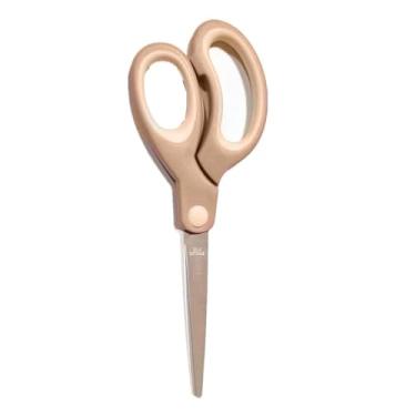 Imagem de Gkofiey Pacote Com 4 Tesouras Antiaderentes Para Pastel, Multiuso De Aço Inoxidável Artesanato Cabo Macio, Tecido Ponta Romba Crianças, Escritório, Casa E Escola, Destros Canhotos (1 Pacote, Cáqui)