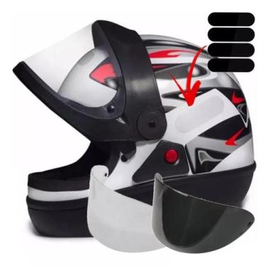 Imagem de Capacete San Marino Automático Branco E Kit Viseiras Adesivo, 58