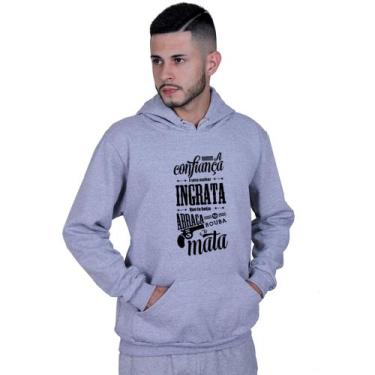 Imagem de Moletom Unissex Canguru A confiança Racionais Mcs - Lafre, Cinza, G