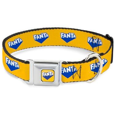 Imagem de Coleira para animais de estimação The Coca-Cola Company, fivela de cinto de segurança de metal, logotipo Fanta abacaxi amarelo azul branco, 40,6 a 58 cm de largura