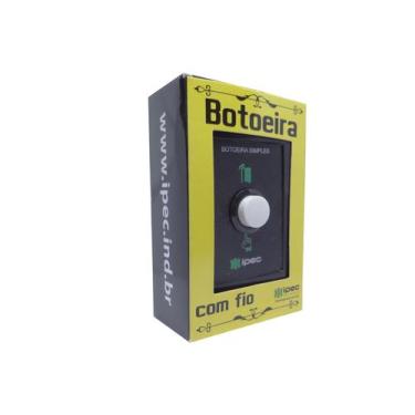 Imagem de Botoeira Acionador Simples Com Fio 1 Botão Classic Ipec, Preto