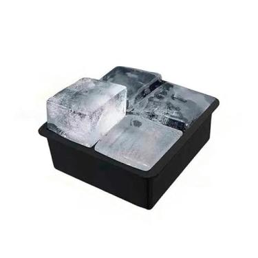 Imagem de Forma De Gelo Silicone Cubo Grande Cubos Drink Whisky Top Flexível E Resistente(Forma com 4 cubos,2 PCS)