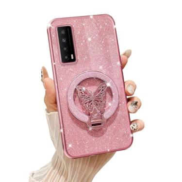 Imagem de Tesazxcn Capa de telefone para TCL Stylus 5G [compatível com Magsafe] com suporte de borboleta e cordão de TPU macio brilhante capa de proteção à prova de choque para TCL Stylus 5G Galaxy A13, ouro