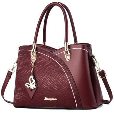 Imagem de SiMYEER Bolsas e bolsas de mão com alça superior bolsa de ombro bolsa carteiro para mulheres, Vinho 2-1-lp