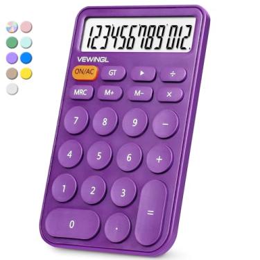 Imagem de VEWINGL Calculadora padrão de 12 dígitos, tela grande e botões de mesa, calculadora com grande visor LCD para escritório, escola, uso doméstico e comercial, hibernação automática, com bateria