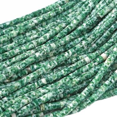 Imagem de 2 x 4 mm, 155 peças, cilindro de tubo de jaspe verdejante, Rondelle, abaco, disco, espaçador, contas soltas para fabricação de joias