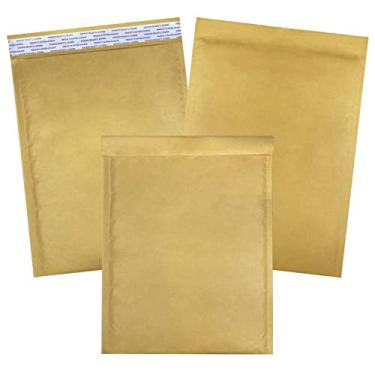 Imagem de Uboxes "100 envelopes de papel Kraft Bubble Mailers 24 x 36,8 cm - #4 envelopes autoselantes acolchoados", amarelo (KBM495145100)