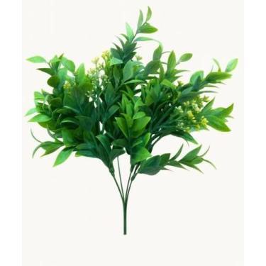 Imagem de Flor Pick Folhas e Sementes Nevadas Amarela 38cm - Cromus