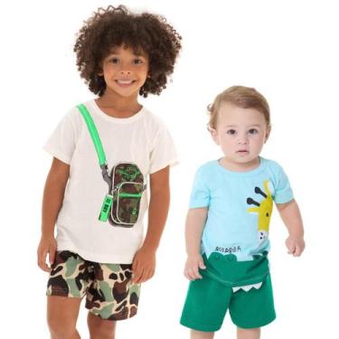 Imagem de Kit 6 Peças de Roupas para bebê Menino 3 Camisetas 3 Bermudas Kit com 