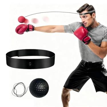 Imagem de ZUFUMI Conjunto de faixa de cabeça de bola de reflexo de boxe – inclui 1 bola e 1 faixa ajustável para melhorar a proficiência de iniciantes, ótimo equipamento de boxe divertido fitness para todas as