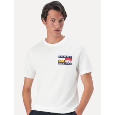 Imagem de Camiseta Tommy Hilfiger Masculina Colour Flag Tee Branca, L/G