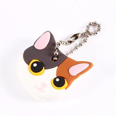 Imagem de Haofy Super Funky Pet Cat Key Caps Material PVC Olhos Amarelos Key Identifier Covers Protector Bonito Dos Desenhos Animados para Home Office Car 3.5x3.1cm Leve Organizador Acessórios