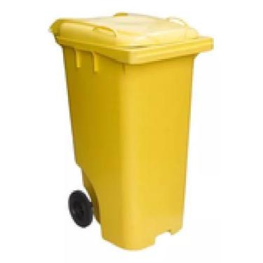 Imagem de Conteiner Lixeira Plastico 120 Litros Com Rodas De 200mm - JSN, Amarel