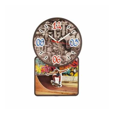 Imagem de Relógio de Parede com Pêndulo Skate Grafite